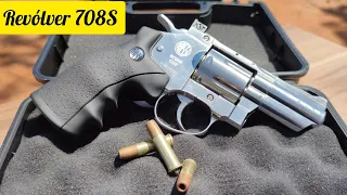 REVOLVER ROSSI 708S SPORT DE CO2 FULL METAL NA AÇÃO SIMPLES E AÇÃO DUPLA ESFERAS DE AÇO 4.5