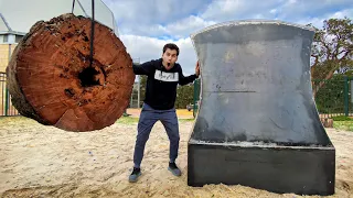GIANT AXE Vs. GIANT STUMP Dropped from 45m!