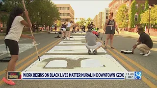 Work begins on Black Lives Matter street mural in Kalamazoo