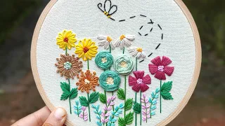 5 Basic Flower Embroidery Tutorial / Hand Embroidery Tutorial for Beginners / Gossamer