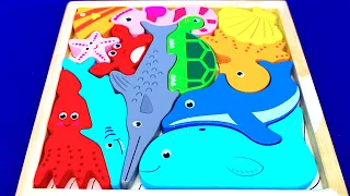 Best Learn Shapes with Sea Animal Shape Matching Puzzle | Preschool Toddler Learning Video!