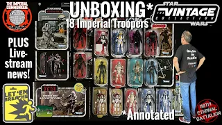 STAR WARS UNBOXING and Review 18 TVC Imperial Trooper Action Figures (Army Building Hasbro Toys )