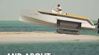 Tank-like wheels allow this yacht to drive on land