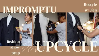 Impromptu Upcycle | Upcoming Fashion Show | Easy Men's Suit Jacket Upcycle to a Dress | ChitChat