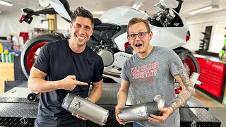 Surprising Friend with Titanium Exhaust for His Panigale V2!!!