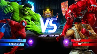 Hulk & Spider Man vs Red Venom & Ryu (Hardest) Marvel vs. Capcom: Infinite