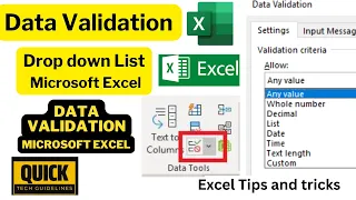 How to apply data validation to cells in MS Excel | MS Excel - Data Validation & Drop-Down Lists QTG