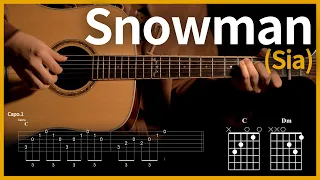 20.[Snowman - Sia ] (스노우맨 - 시아) 【★★★☆☆】 기타 | Guitar tutorial |ギター 弾いてみた 【TAB譜】