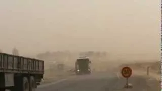 Sandstorm in Tunisia which Vin Cox had to cycle through during the world tour.