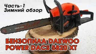 Бензопила Daewoo Power DACS 5820 XT. Зимний обзор. Распил Дуба диаметр 50 см.