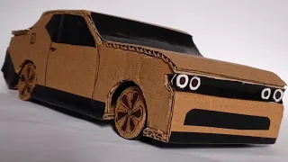 How to make a cardboard car//muscle car.. Dodge Challenger @Karclash#cardboardcraft#trending#diy