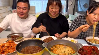 집밥먹방) 너구리, 짜슐랭 라면먹방 (ft.실비파김치) | Home meal (Ramyeon, Spicy Kimchi) Mukbang