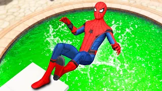 GTA 5 Spiderman Jumping Into Toxic Pool (Ragdolls/Euphoria Physics) #11