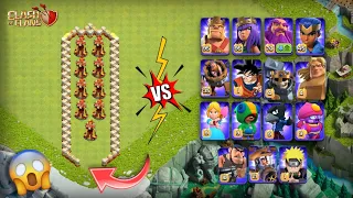inferno Tower vs 15 max Heroes 🤯😱 [GAMER ROBIN]  #coc #experiment