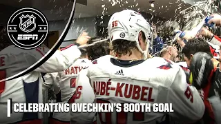 The Capitals' locker room celebrates Ovechkin's 800th goal 🔥