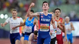 Jakob Ingebrigtsen winning 5000m back-to-back at the European Championship 2022