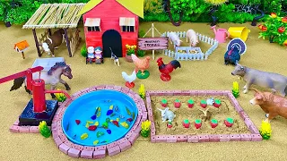 Top DIY Mini Farm Diorama with Farm House, Cow Shed | Supply Water for Strawberry Garden, Fish Pond