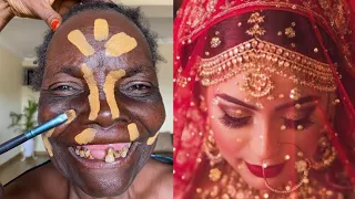 UNBELIEVABLE 😱🔥70 YEARS OLD GRANDMA INDIAN BRIDAL MAKEUP TRANSFORMATION 👆 MAKEUP TUTORIAL 😳💄