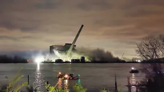 4K drone? Trenton Channel Power Plant Smokestack Demolition