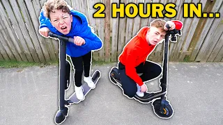 LAST TO STOP RIDING ELECTRIC SCOOTER WINS!! - Challenge