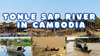 Living areas of the people along the Tonle Sap River in Cambodia.