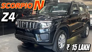 2024 MAHINDRA SCORPIO N Z4 BLACK WITH ALL ACCESSORIES PRICE  ₹14.90 LAKHS DETAILED REVIEW