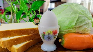 A Pocket Made of Sandwich Bread?? | Cabbage Egg Salad Bread| Street Food | Magic with tests | ASMR