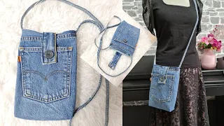 Jeans Crossbody Bag DIY | Jeans Bag tutorial | Jeans recycle | Jeans Tasche nähen