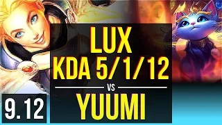 LUX & Caitlyn vs YUUMI & Ezreal (SUPPORT) | KDA 5/1/12 | EUW Challenger | v9.12