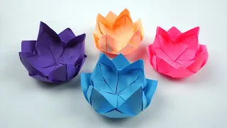 Basteln mit papier: Lotusblüte falten - Blumen basteln | Origami Lotus flower