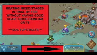 Lords Mobile - Beating Trial By Fire MIXED stages  without T5/Good Gear or P5 Familiars - 100% F2P