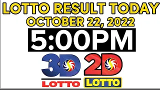 Lotto result today 5PM October 22, 2022 3D lotto 2D lotto