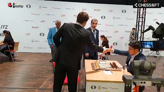 Magnus Carlsen arrives 40 seconds late for his game against Alireza Firouzja