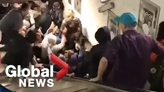 Scary escalator malfunction inside Rome metro leaves soccer fans seriously injured