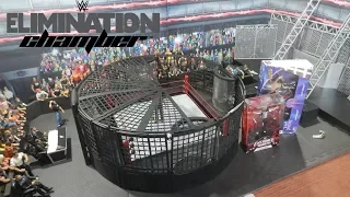 WWE Figure Raw Main Event Ring + Elimination Chamber Real Scale Playset Set-up & Review