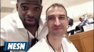 P.K. Subban and Zdeno Chara are taking a class together...