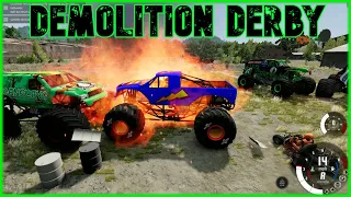 BeamNG Drive Monster Truck Demolition Derby with Grave Digger, Evan Storm, BigFoot and ToucanPlays
