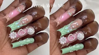 Fairy Nails🧚🏽|acrylic application + 3D nail art! ✨