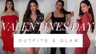 VALENTINES DAY 4 OUTFITS, QUICK HAIR & MAKEUP | 2018