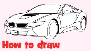 ✍ How to draw a car 🚗 BMW i8 step by step easy ❤