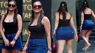 Surveen Chawla 😍🍑 in Tank Top & Shorts flaunting her Thighs after gaining weight for New Movie