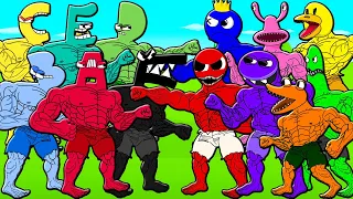 MUSCLE ALPHABET LORE VS MUSCLE RAINBOW FRIENDS! Cartoon Animation