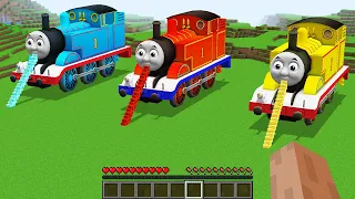 NEW SECRET STAIRS TO HOUSE RED THOMAS vs Thomas The Train, YELLOW THOMAS in Minecraft Animation!