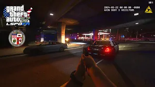 [NO COMMENTARY] GTA V LSPDFR | THE BIGGEST SHOOTOUT OF THE NIGHT IN DOWNTOWN | PANIC BUTTON - LAPD
