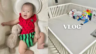 Vlog. 가족 모임 따라다니느라 바쁜 6개월 아기 👶🏻 • 배밀이 연습, 베이비룸 설치, 이앓이 시작, 이유식 밀가루 테스트, 네스프레소 버츄오 팝, 생후 181~186일