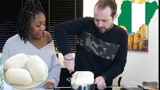 MY ITALIAN HUSBAND MAKING FUFU &  NIGERIAN EFORIRO SOUP