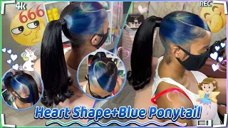 🥶Inspired Flipped Over Barbie Ponytail! Blue peekaboo Swoop + Heart Shape Ft. ULAHAIR