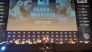 Nate Diaz walks out as UFC announce Khabib vs McGregor at 25th anniversary press conference haha