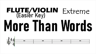MORE THAN WORDS in G Flute Violin Easier Sheet Music Backing Track Play Along Partitura