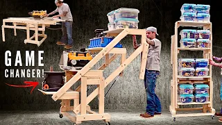 Transforming Storage Shelf / Workbench - Small Space Organization